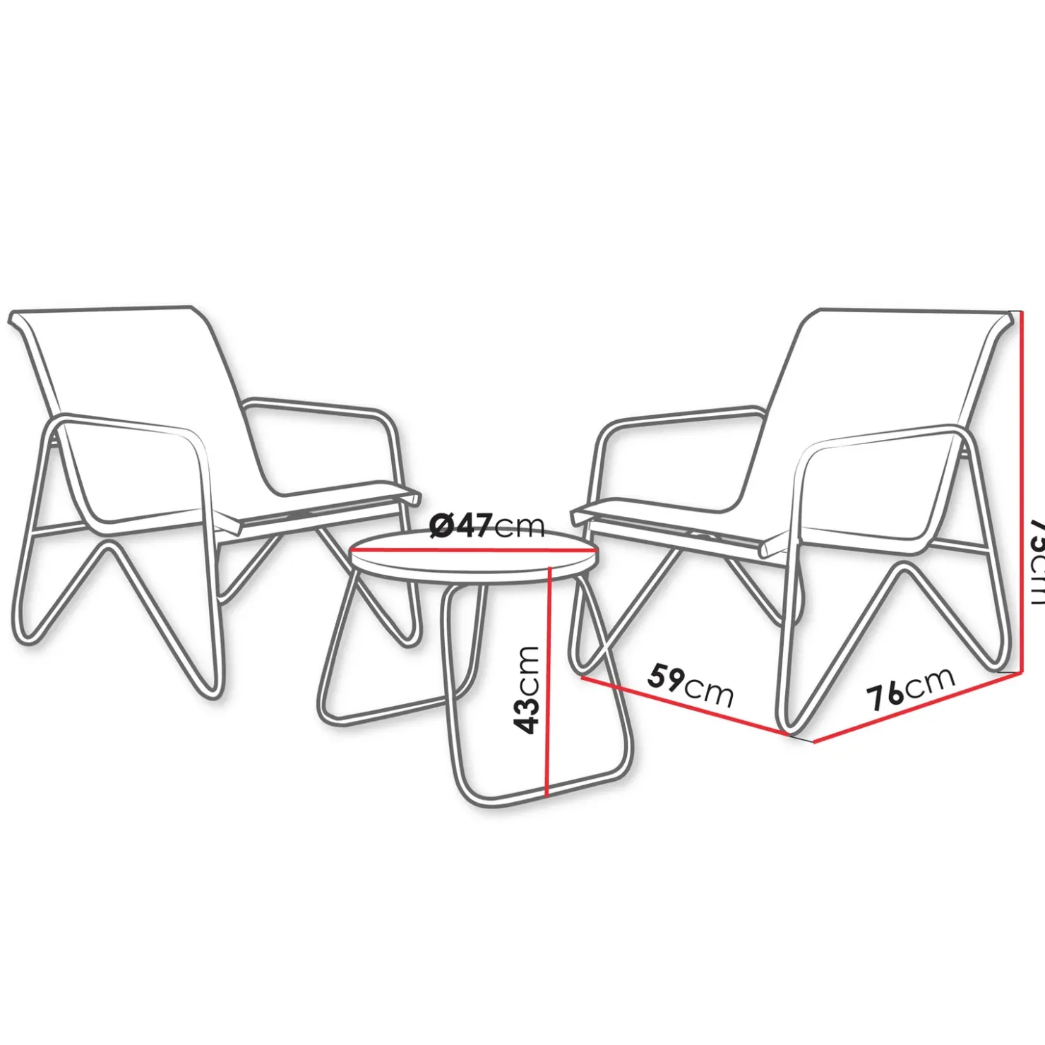 Garnero Arredamenti Salotto da giardino 2 posti con tavolino moderno antracite Nerone Discount