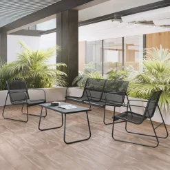 Garnero Arredamenti Salotto da giardino 4 posti con tavolino moderno Zeno Antracite Sale