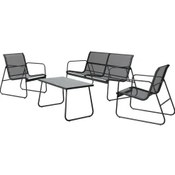 Garnero Arredamenti Salotto da giardino 4 posti con tavolino moderno Zeno Antracite Sale