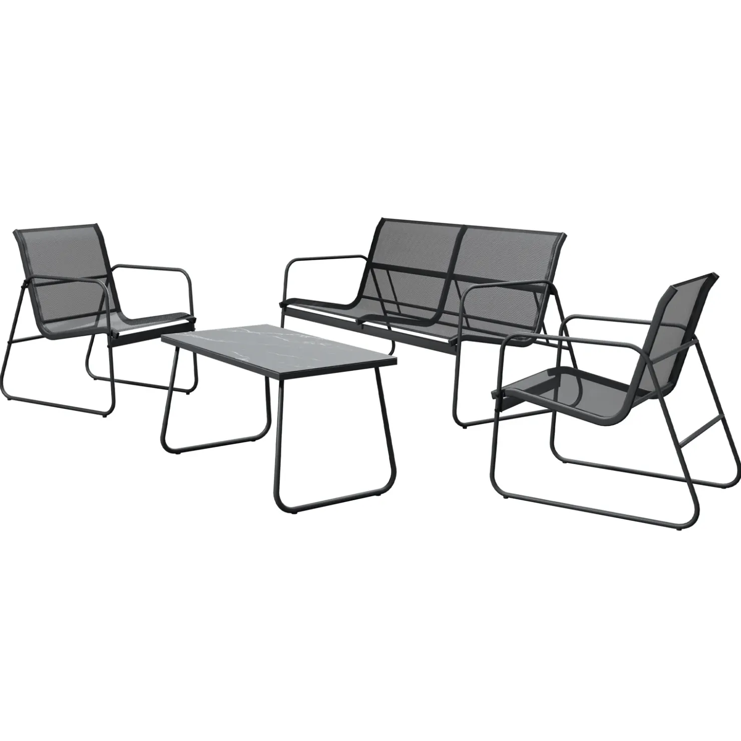 Garnero Arredamenti Salotto da giardino 4 posti con tavolino moderno Zeno Antracite Sale