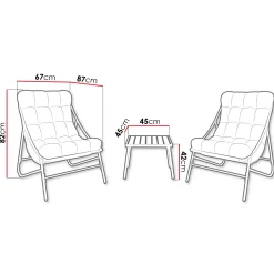 Garnero Arredamenti Salotto da giardino 2 posti con cuscini e tavolino Aurelia Beige Hot