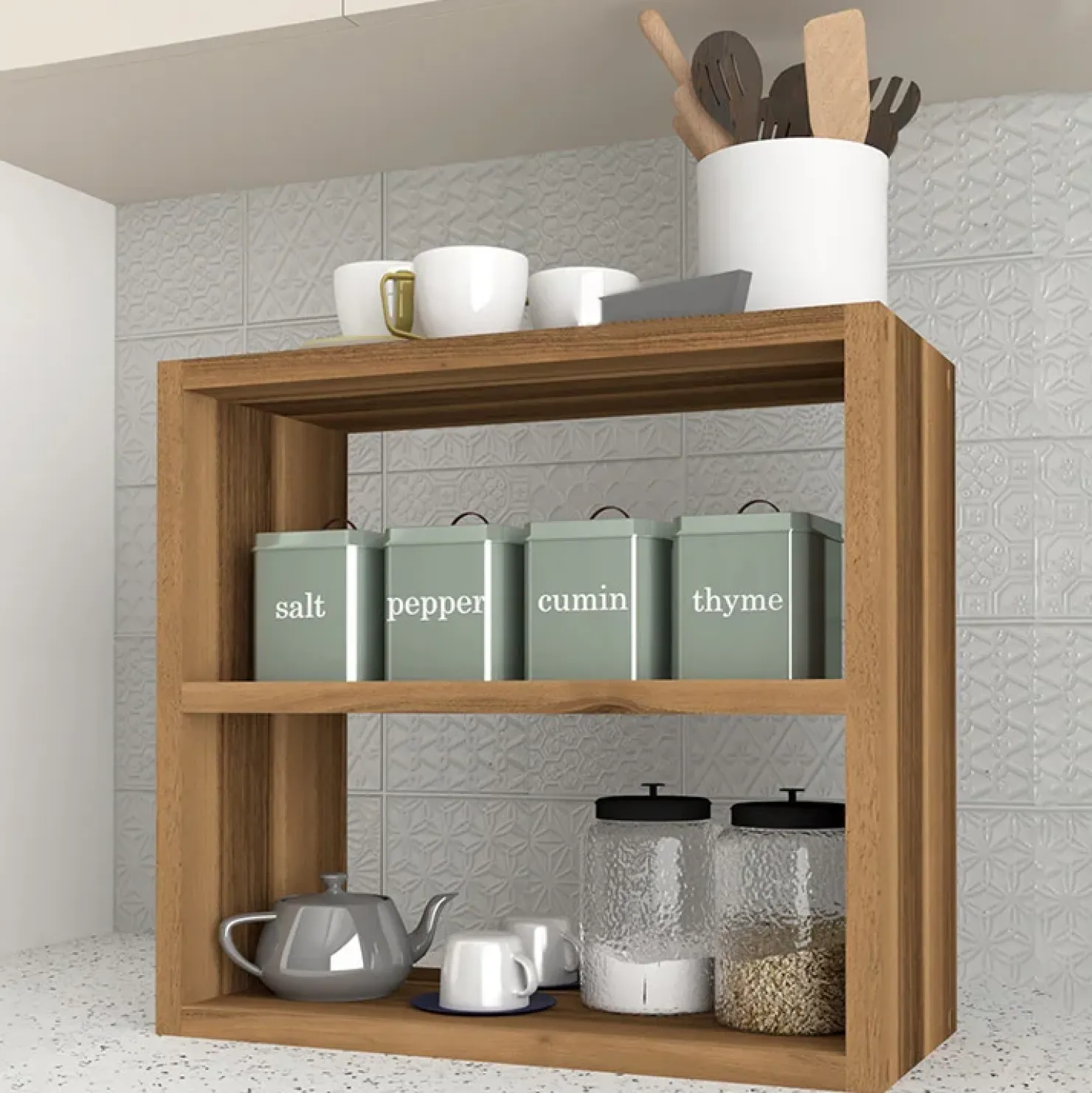 Garnero Arredamenti Scaffale da cucina 44x40h cm moderno Grecia Noce Discount