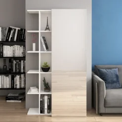 Garnero Arredamenti Scarpiera con libreria 88x160h cm 1 anta con specchio bianco Vanda Clearance