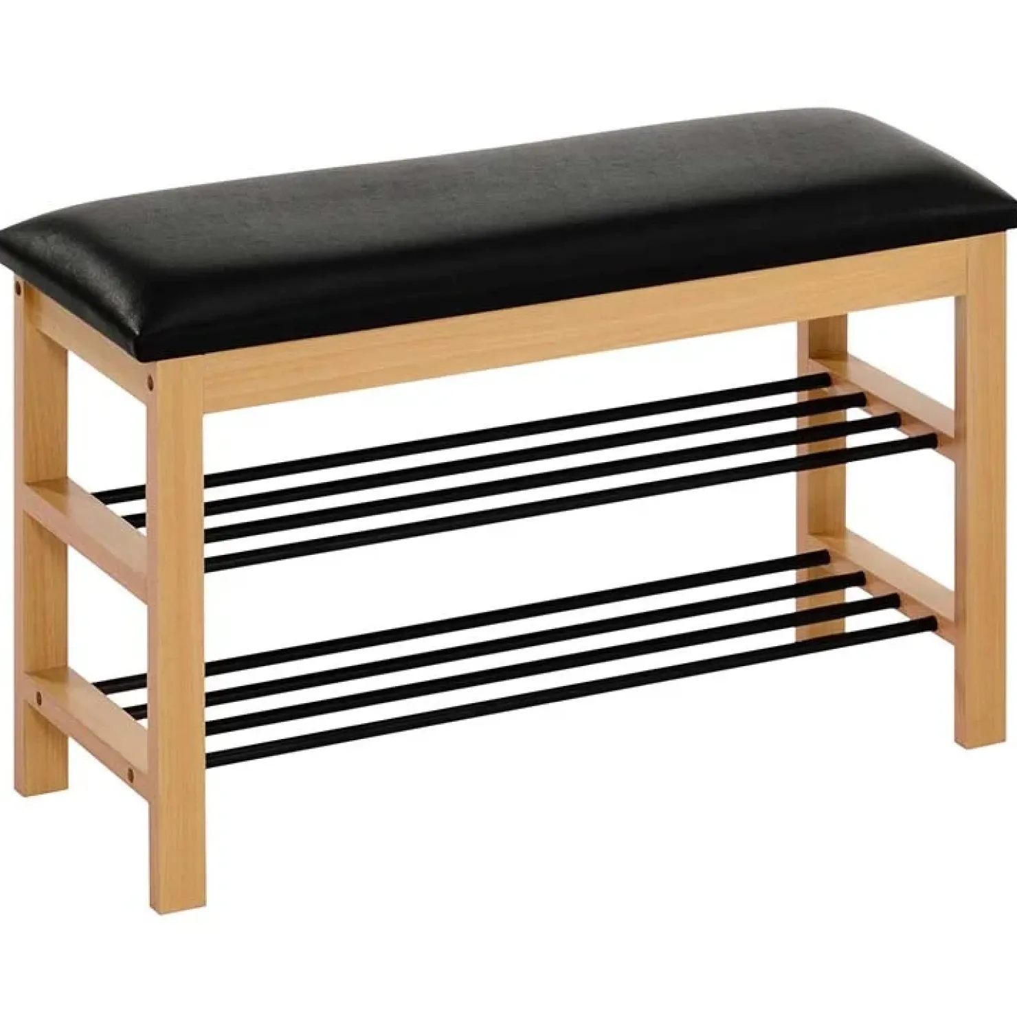 Garnero Arredamenti Scarpiera ingresso 81x48cm legno acciaio ecopelle nero Zeo Nero - Rovere Online