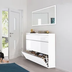 Garnero Arredamenti Scarpiera ingresso 120x108h cm 2 ante Eclisse Bianco Lucido Hot