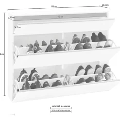 Garnero Arredamenti Scarpiera ingresso 120x108h cm 2 ante Eclisse Bianco Lucido Hot
