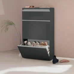 Garnero Arredamenti Scarpiera ingresso 60x108h cm 2 ante lucido Eclisse Antracite Sale