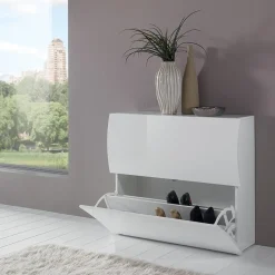 Garnero Arredamenti Scarpiera ingresso 101x82h cm 2 ante moderna bianco lucido Sea Gihome® Clearance