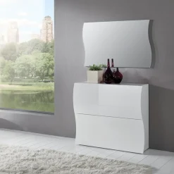 Garnero Arredamenti Scarpiera ingresso 101x82h cm 2 ante moderna bianco lucido Sea Gihome® Clearance