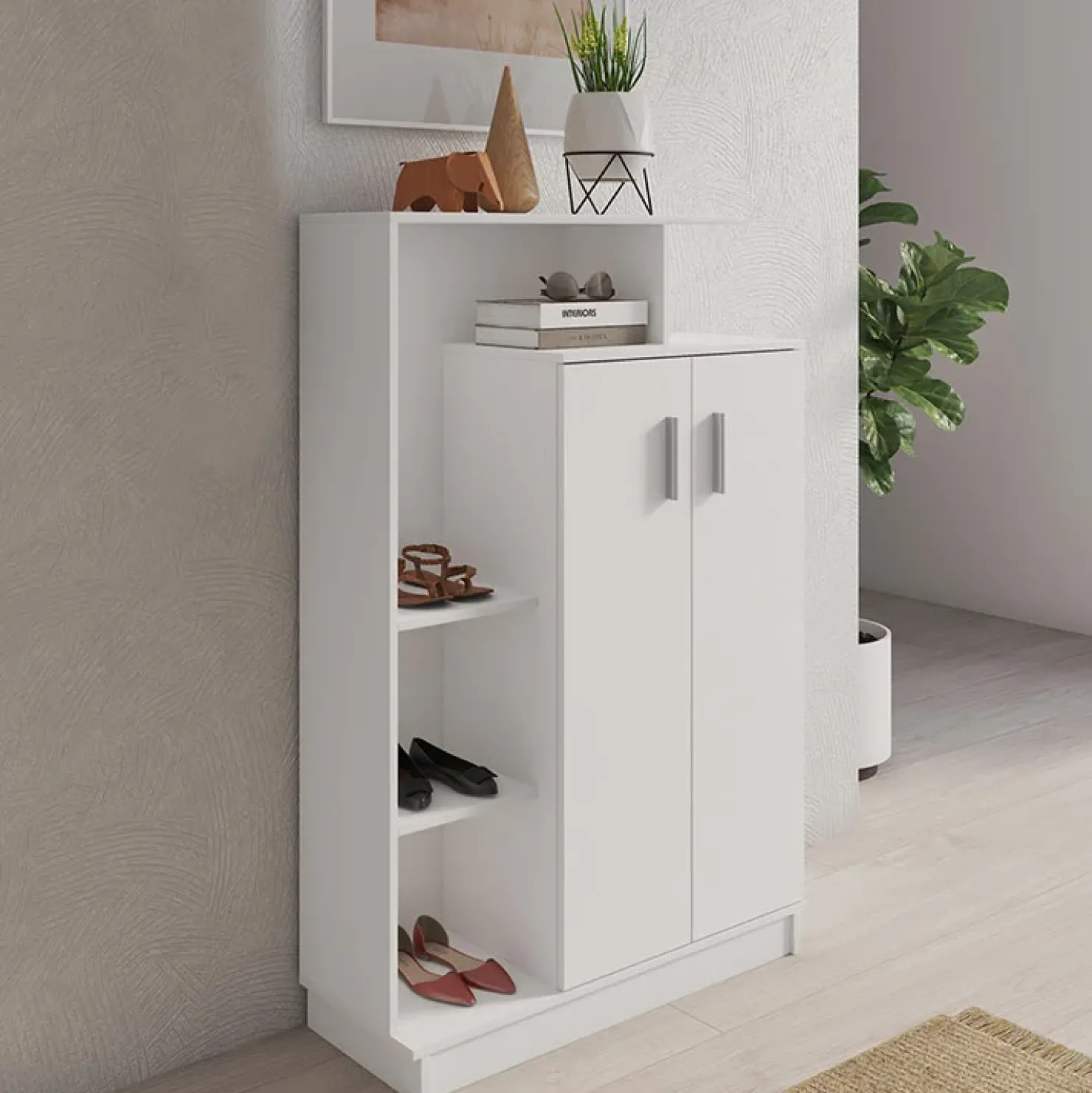 Garnero Arredamenti Scarpiera ingresso 90x140h cm design bianco frassinato Jerome New