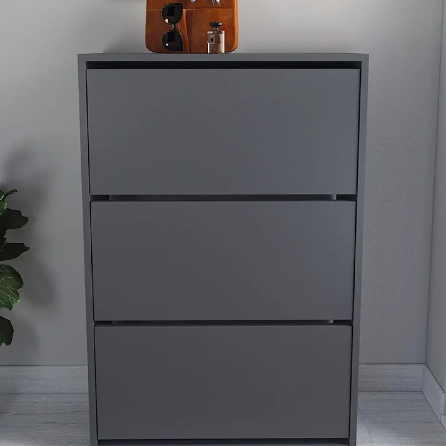 Garnero Arredamenti Scarpiera ingresso 74x110h cm moderna Palmaria Antracite