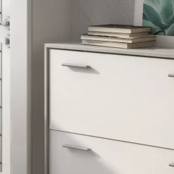 Garnero Arredamenti Scarpiera ingresso 98x81h cm 2 ante ribalta bianco frassinato cemento Thomas Best