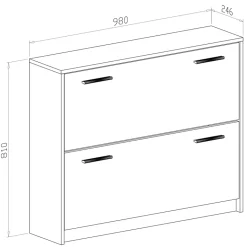 Garnero Arredamenti Scarpiera ingresso 98x81h cm 2 ante ribalta bianco frassinato cemento Thomas Best