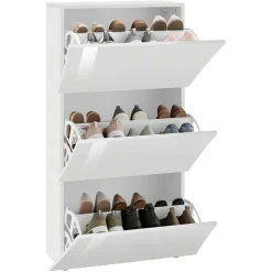 Garnero Arredamenti Scarpiera ingresso 70x121h cm 3 ante moderna bianco lucido Neve Best