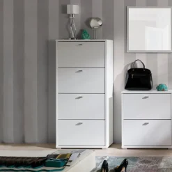 Garnero Arredamenti Scarpiera ingresso 69x147h cm 4 ante moderna bianco Lola Bianco Opaco Hot
