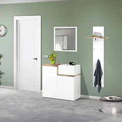 Garnero Arredamenti Scarpiera ingresso 80x80h cm 2 ante bianco lucido acero Lucidardo Bianco Lucido - Rovere Rustico Best
