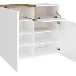 Garnero Arredamenti Scarpiera ingresso 80x80h cm 2 ante bianco lucido acero Lucidardo Bianco Lucido - Rovere Rustico Best