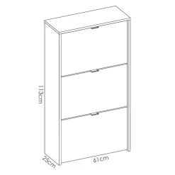 Garnero Arredamenti Scarpiera ingresso 61x113h cm moderna 3 ante bianco lucido Jepson Hot