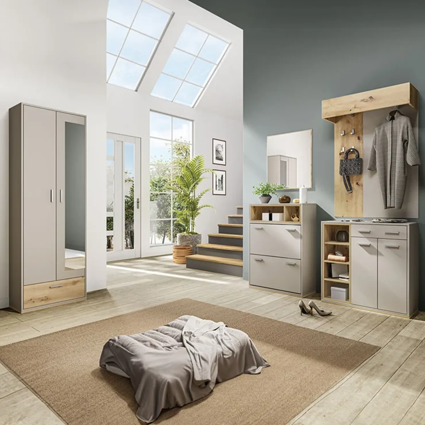 Garnero Arredamenti Scarpiera ingresso 70x101h cm 2 ante moderna rovere naturale beige satinato Kenya Best