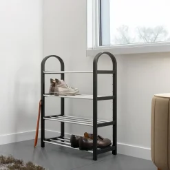 Garnero Arredamenti Scarpiera ingresso 50x65h cm 4 ripiani Lavinia Nero Discount