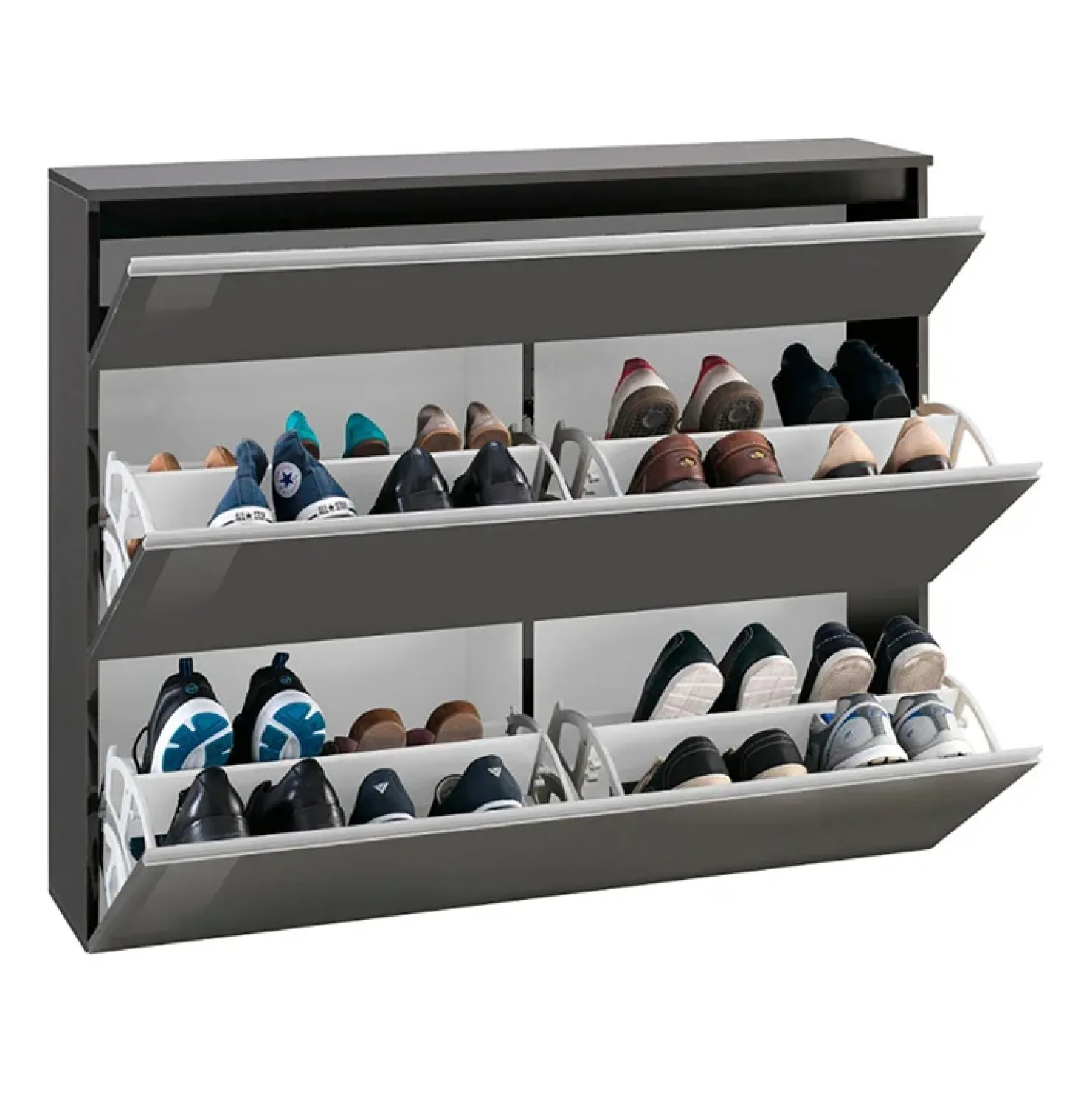 Garnero Arredamenti Scarpiera ingresso 120x108h cm 2 ante lucido Eclisse Antracite Clearance