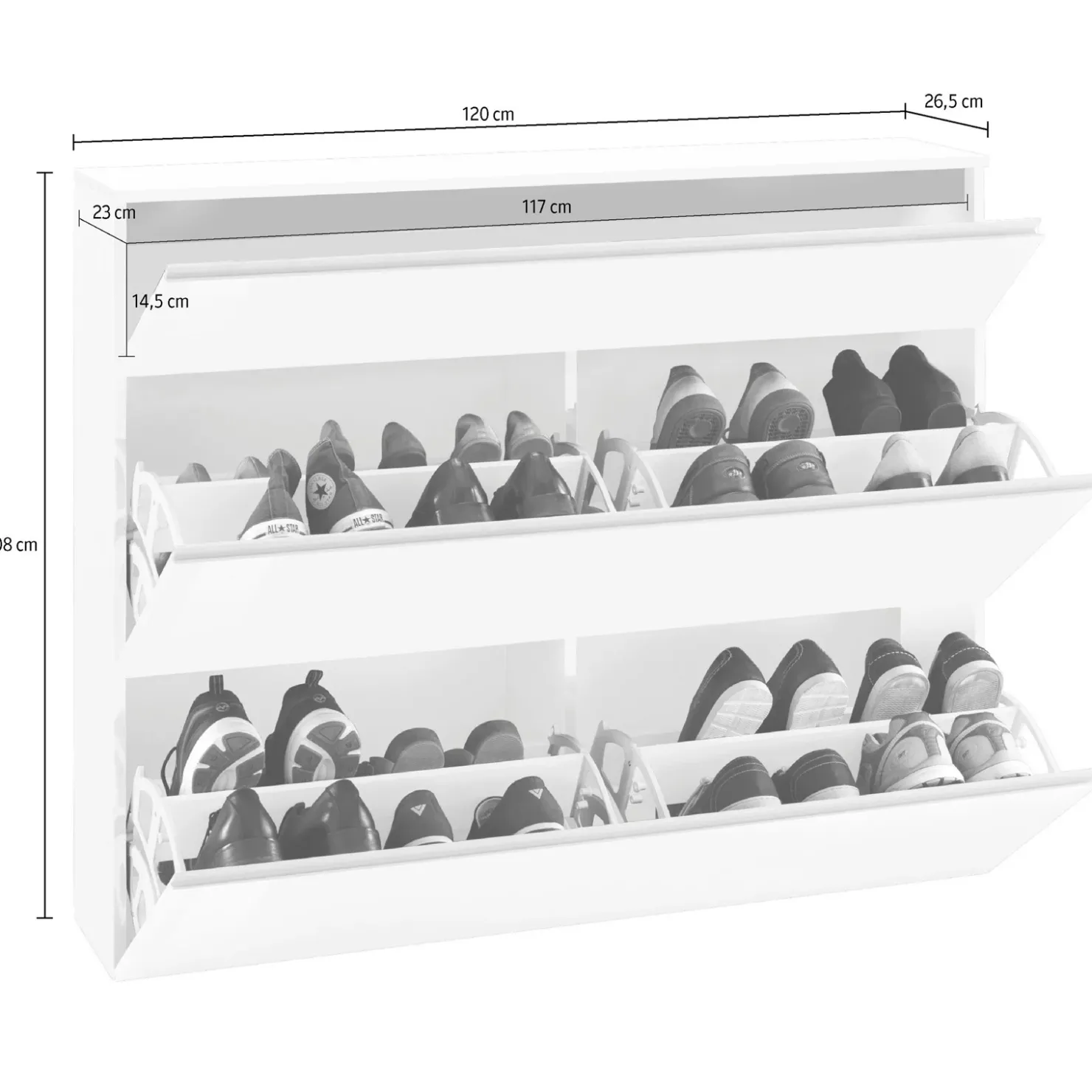 Garnero Arredamenti Scarpiera ingresso 120x108h cm 2 ante tortora rovere Eclisse Tortora - Rovere Discount