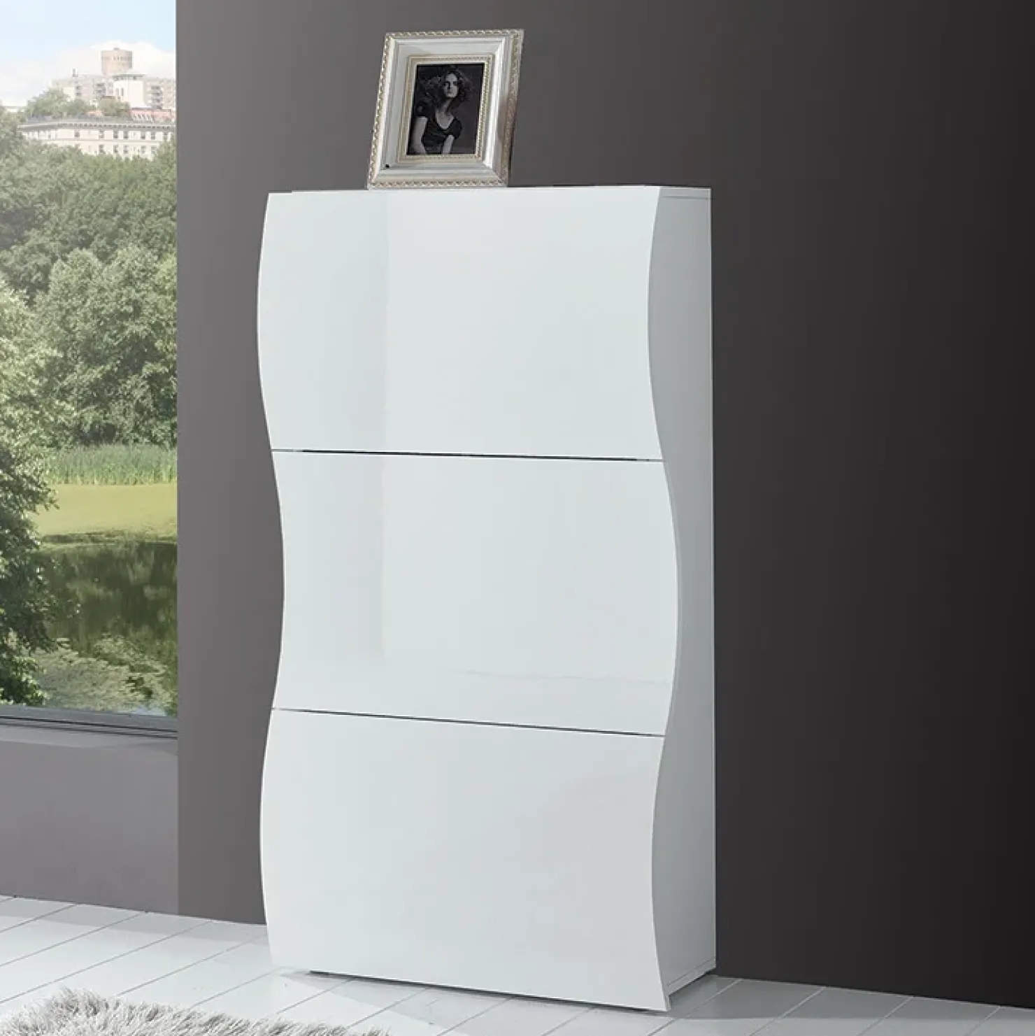 Garnero Arredamenti Scarpiera 71x122h cm 3 ante moderna bianco lucido Sea Gihome® Best