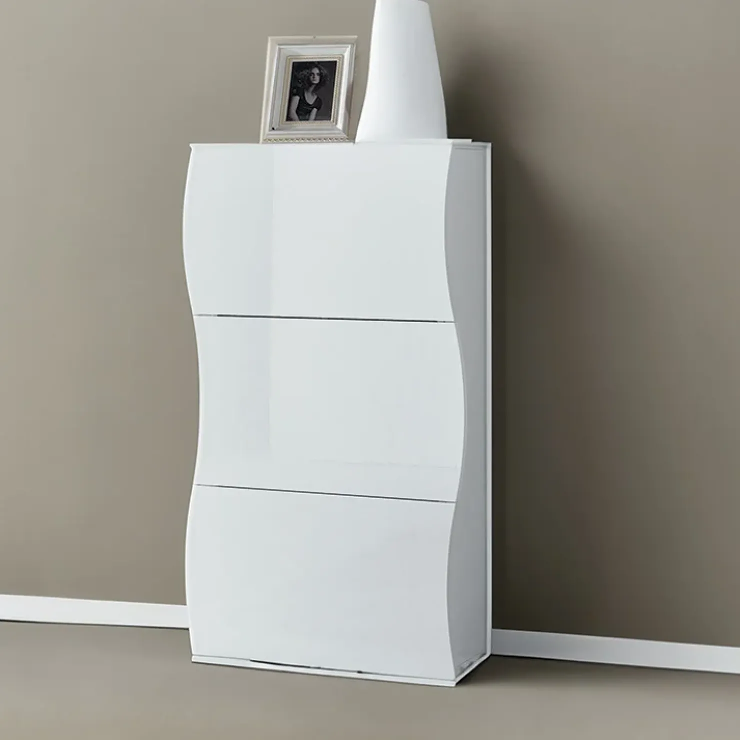 Garnero Arredamenti Scarpiera 71x122h cm 3 ante moderna bianco lucido Sea Gihome® Best