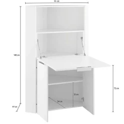Garnero Arredamenti Scrivania a scomparsa 70x67cm angolare bianco lucido Pinko New