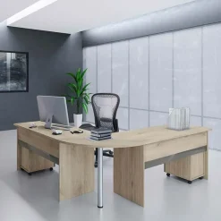 Garnero Arredamenti Scrivania angolare con cassettiere 140x60cm rovere antracite Time 12 Clearance