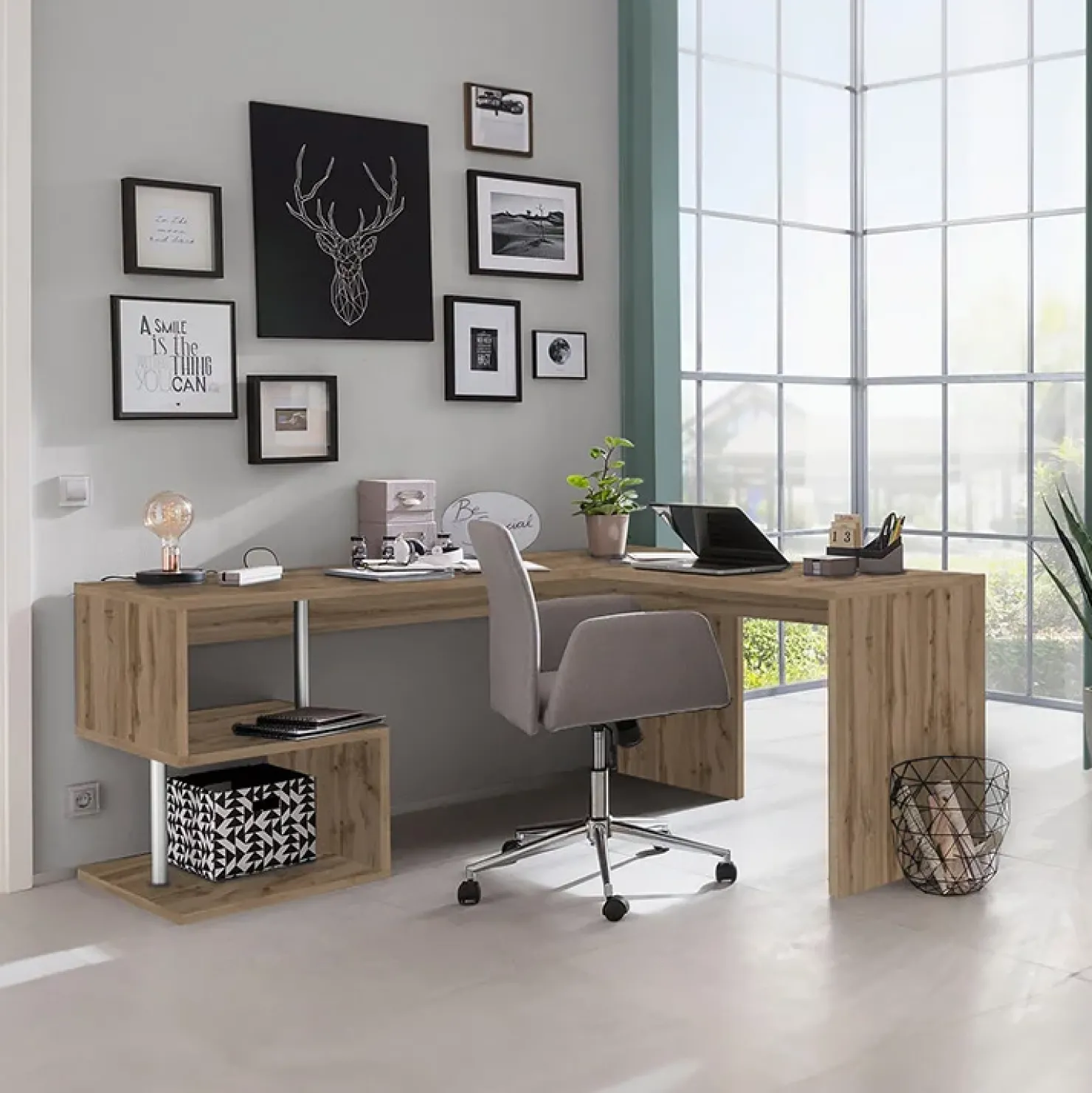Garnero Arredamenti Scrivania angolare ufficio 180x78cm ErgoDesk Rovere New