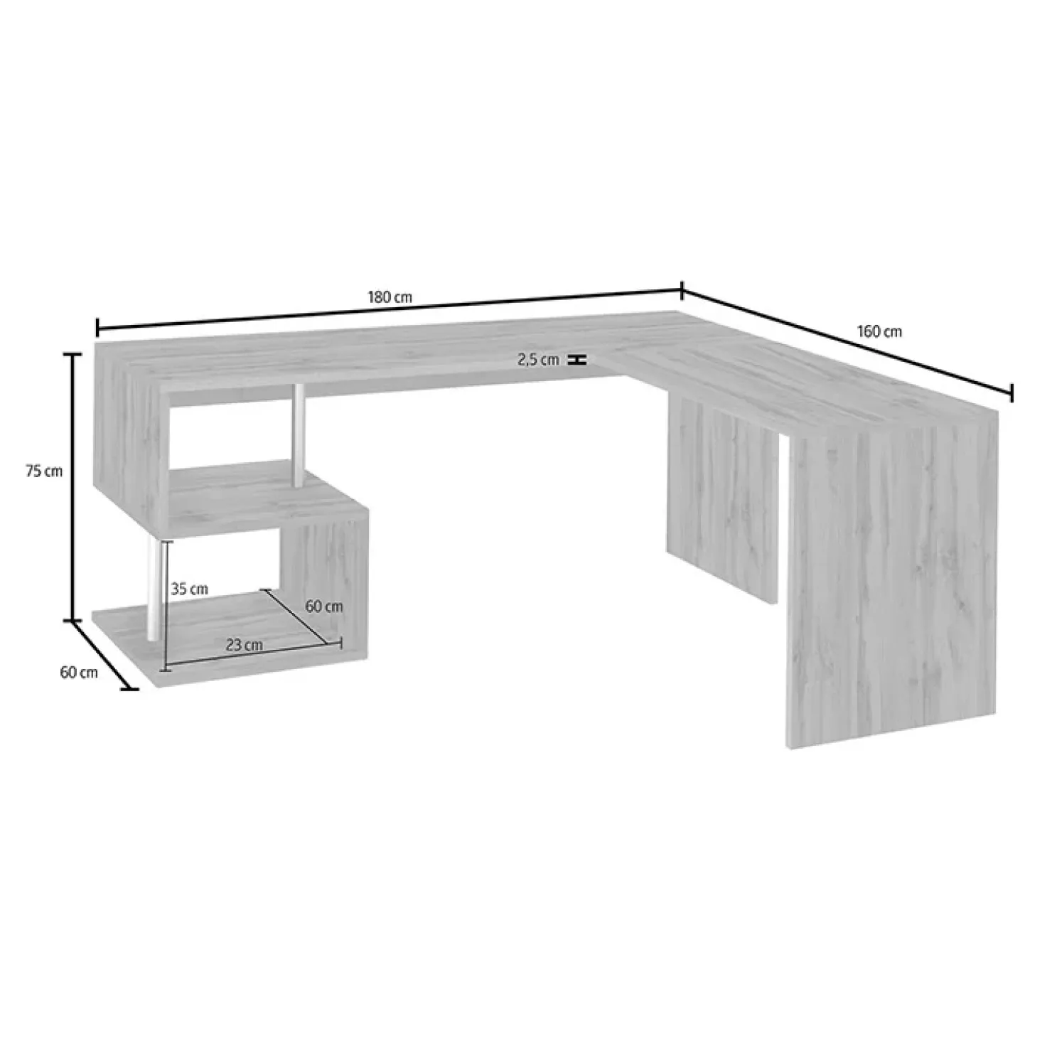 Garnero Arredamenti Scrivania angolare ufficio 180x78cm ErgoDesk Rovere New