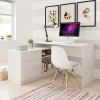 Garnero Arredamenti Scrivania angolare ufficio 138x110cm con cassettiera bianca Fallon Outlet