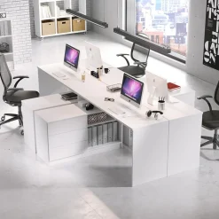 Garnero Arredamenti Scrivania angolare ufficio 138x110cm con cassettiera bianca Fallon Outlet