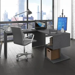 Garnero Arredamenti Scrivania angolare ufficio 180x78cm ErgoDesk Antracite Clearance