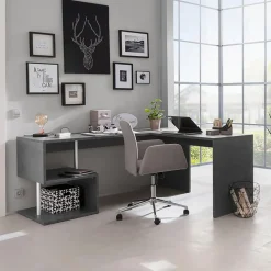 Garnero Arredamenti Scrivania angolare ufficio 180x78cm ErgoDesk Antracite Clearance