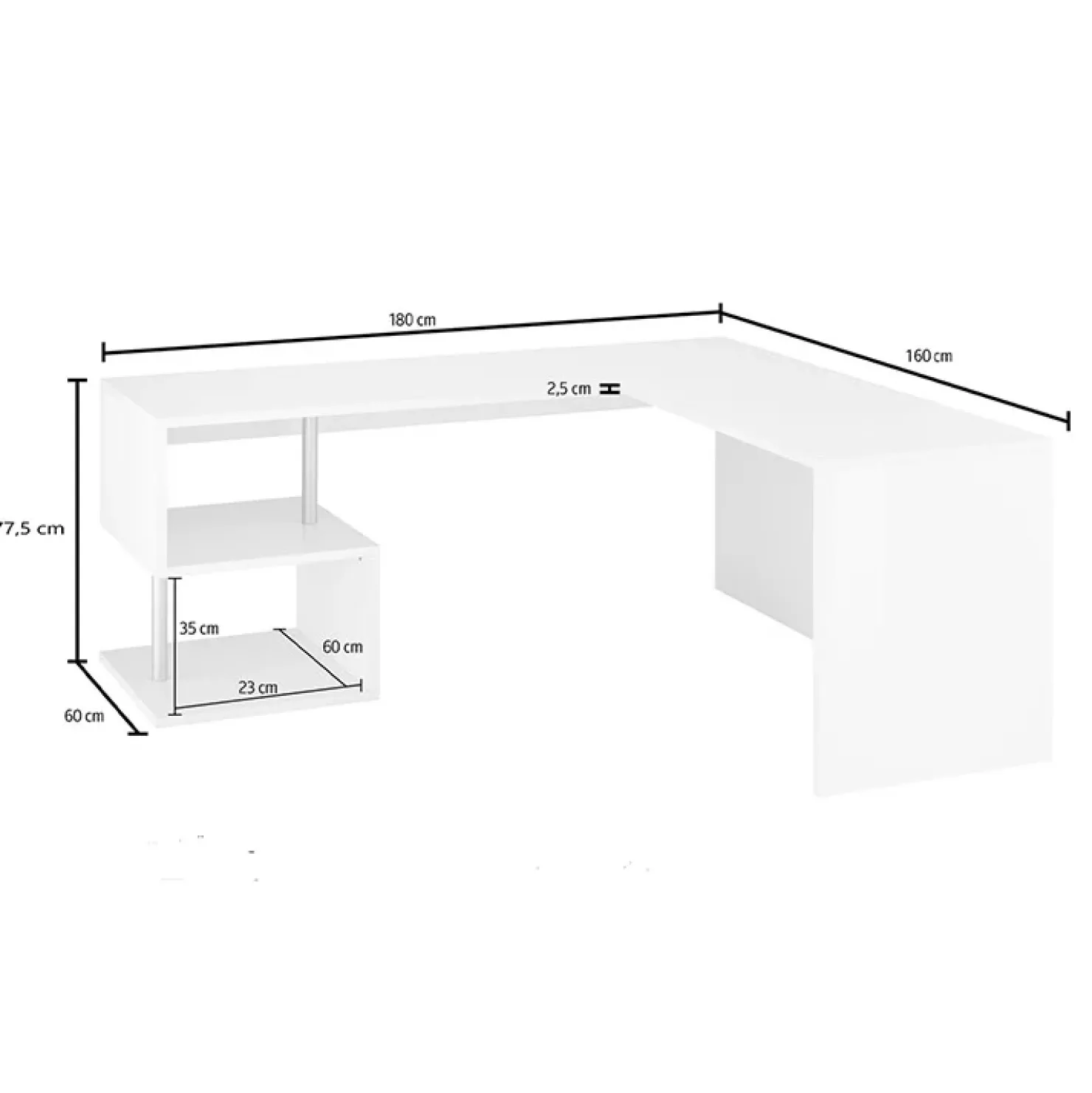 Garnero Arredamenti Scrivania angolare ufficio 180x78cm ErgoDesk Antracite Clearance