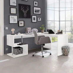 Garnero Arredamenti Scrivania angolare ufficio 180x78cm ErgoDesk Bianco Lucido Hot