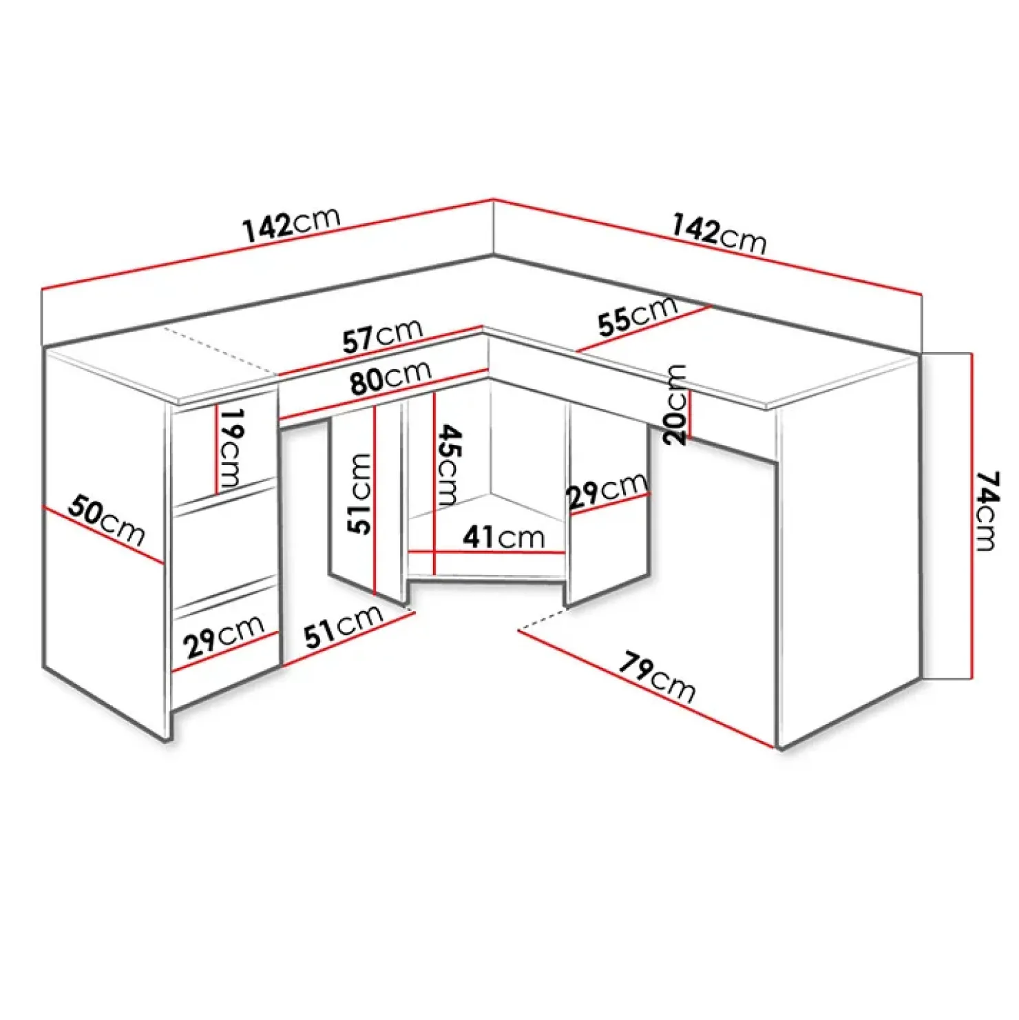 Garnero Arredamenti Scrivania angolare 142x142cm bianco Chantal New