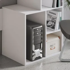 Garnero Arredamenti Scrivania 158/40cm ufficio con libreria bianco frassino Claire