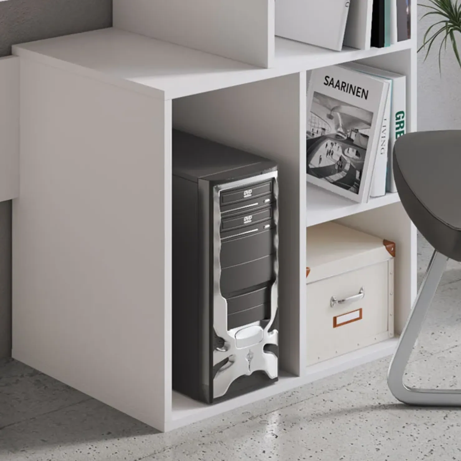 Garnero Arredamenti Scrivania 158/40cm ufficio con libreria bianco frassino Claire