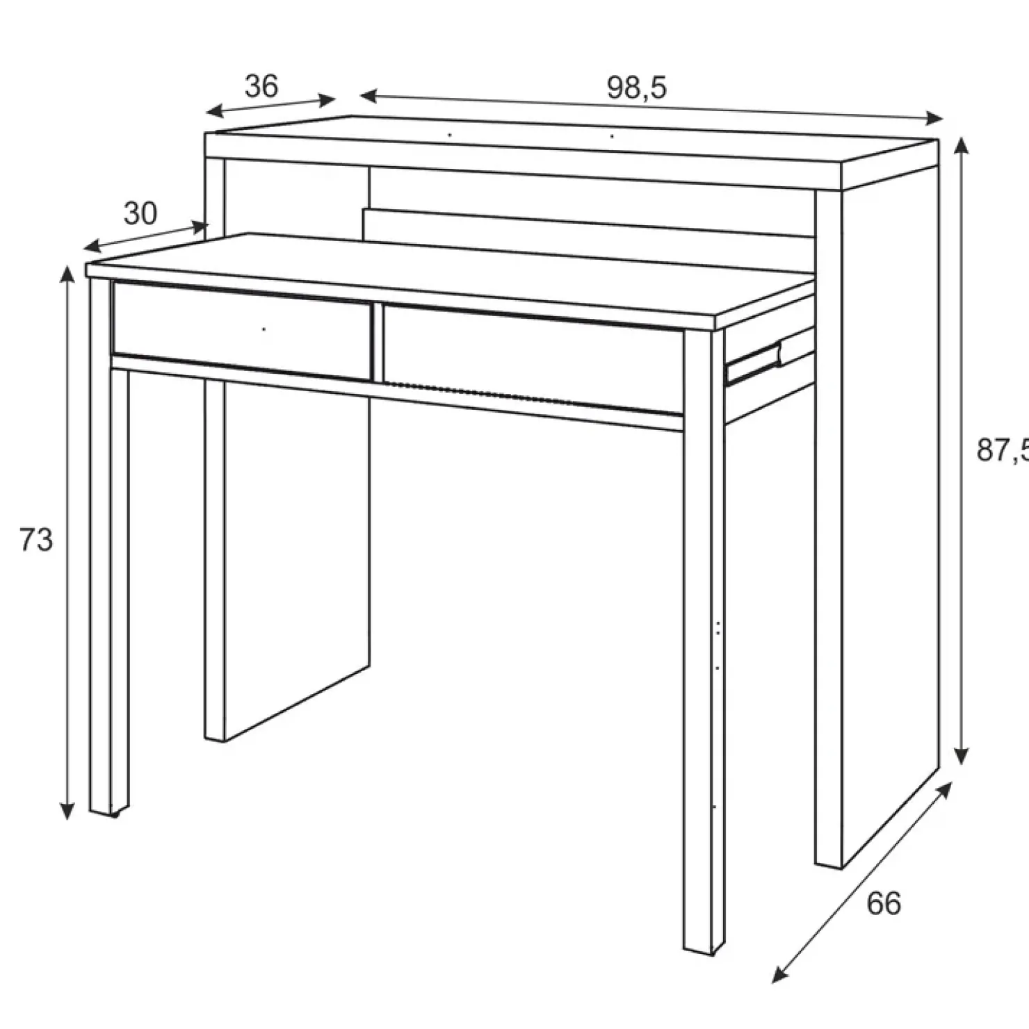 Garnero Arredamenti Scrivania 36/66cm ufficio moderna bianco opaco rovere Adam Gihome® Discount