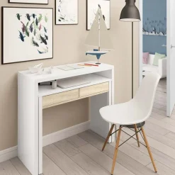 Garnero Arredamenti Scrivania 36/66cm ufficio moderna bianco opaco rovere Adam Gihome® Discount