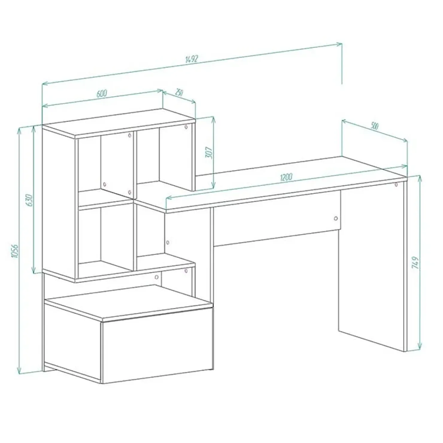 Garnero Arredamenti Scrivania 149/50cm ufficio moderna rovere antracite Jade Gihome® Rovere - Antracite Outlet