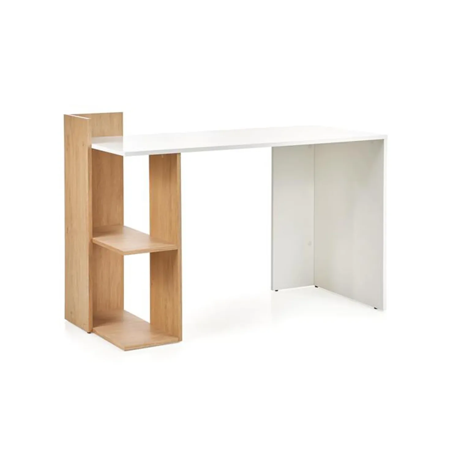 Garnero Arredamenti Scrivania 122/57cm ufficio moderna bianco rovere Lauren Gihome® Bianco Opaco - Rovere Best