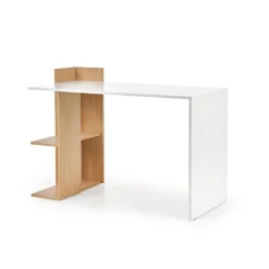 Garnero Arredamenti Scrivania 122/57cm ufficio moderna bianco rovere Lauren Gihome® Bianco Opaco - Rovere Best