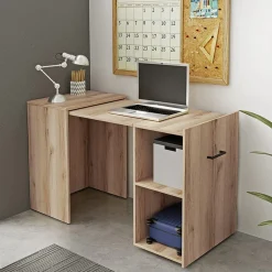 Garnero Arredamenti Scrivania 42-132cm ufficio moderna salvaspazio richiudibile chiaro Rocky Rovere Best