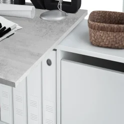 Garnero Arredamenti Scrivania 136/203cm ufficio multiposizione bianco opaco cemento Corner Online