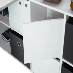 Garnero Arredamenti Scrivania 136/203cm ufficio multiposizione bianco opaco cemento Corner Online