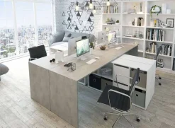 Garnero Arredamenti Scrivania 136/203cm ufficio multiposizione bianco opaco cemento Corner Online